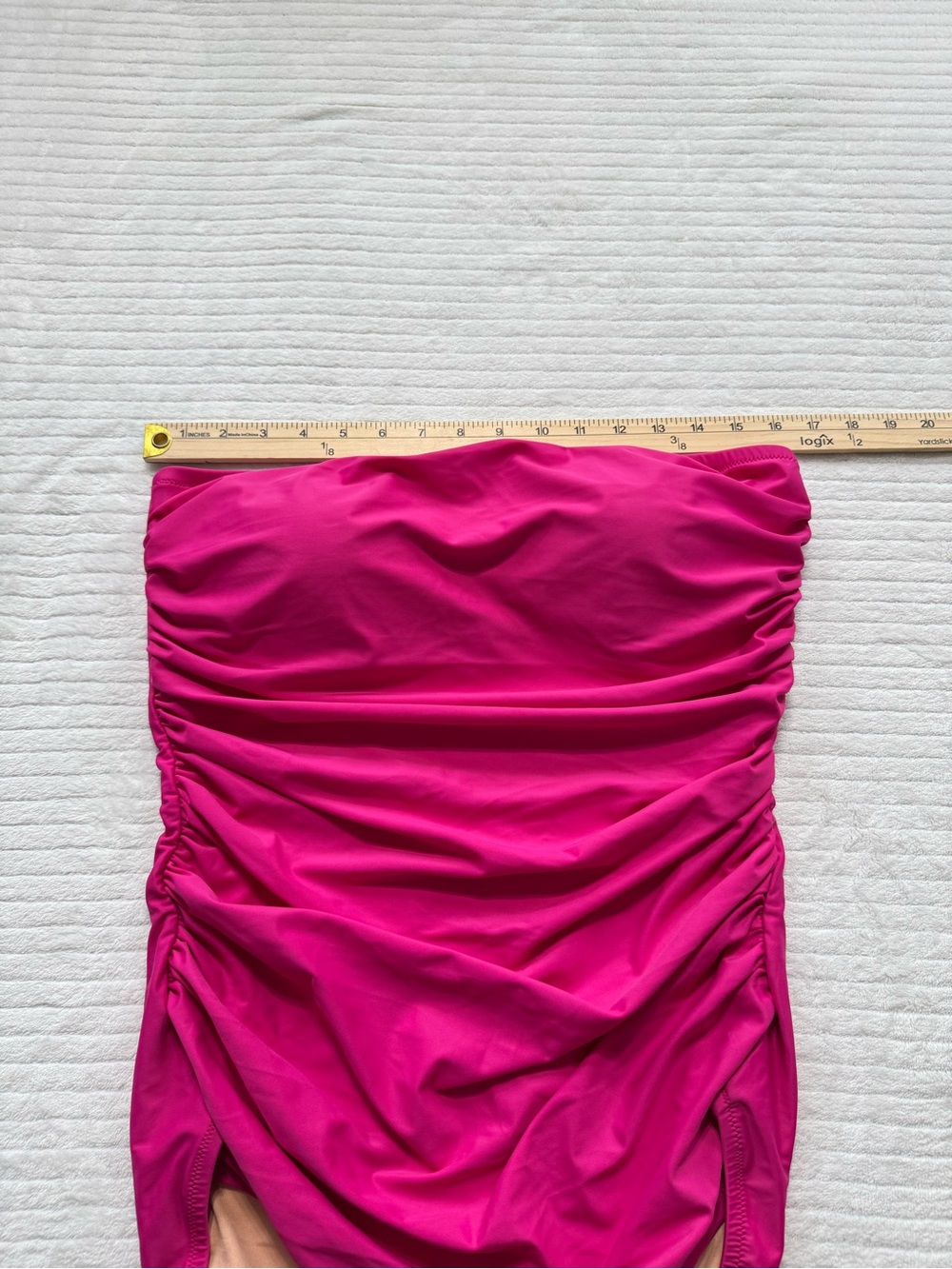 J. Crew Hot Pink Strapless Ruched Swimsuit - Picture 9 of 11